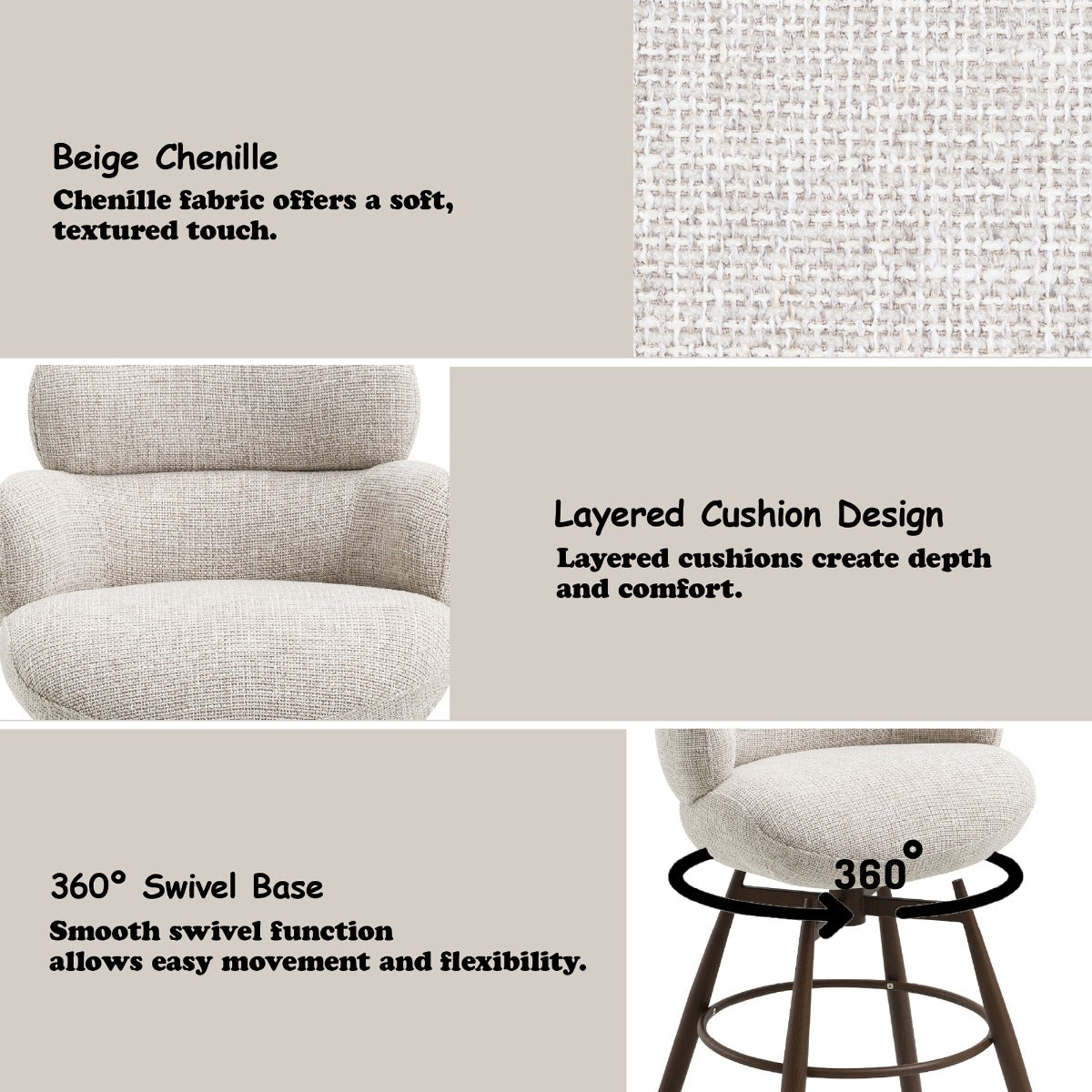 Jena Beige/Walnut Counter Height Chair w/Swivel