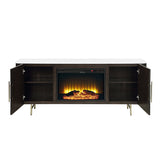Clayten White/Espresso Server w/Marble Top & Fireplace