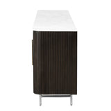 Clayten White/Espresso Server w/Marble Top & Fireplace