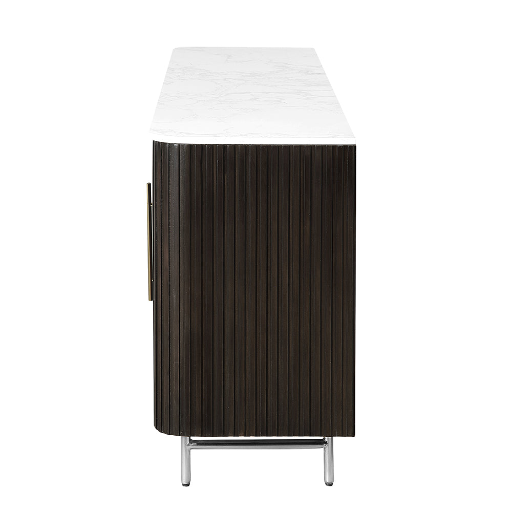 Clayten White/Espresso Server w/Marble Top & Fireplace