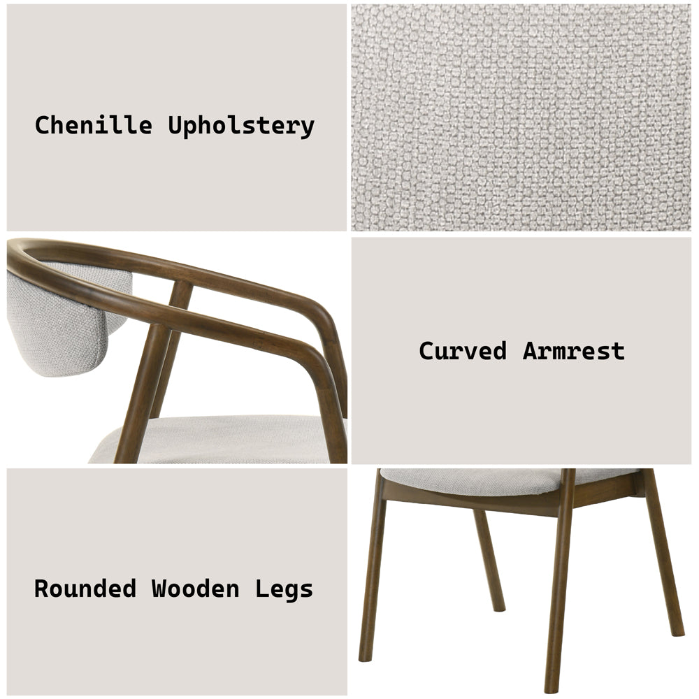 Delina Chenille/Walnut Arm Chair