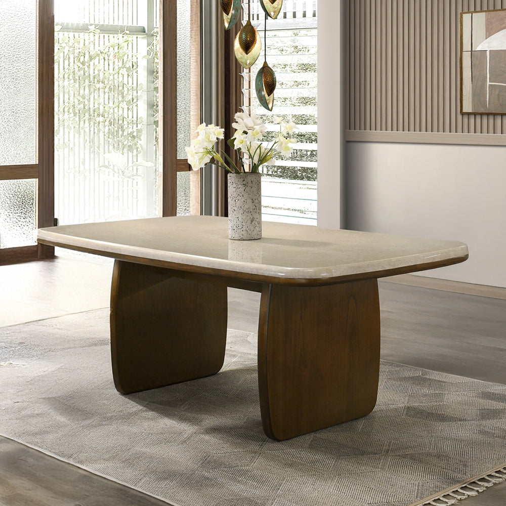 Kasha Natural Marble/Vintage Oak Dining Table