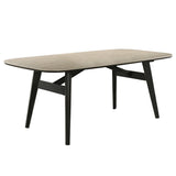 Lark Travertine Top/Black Dining Table
