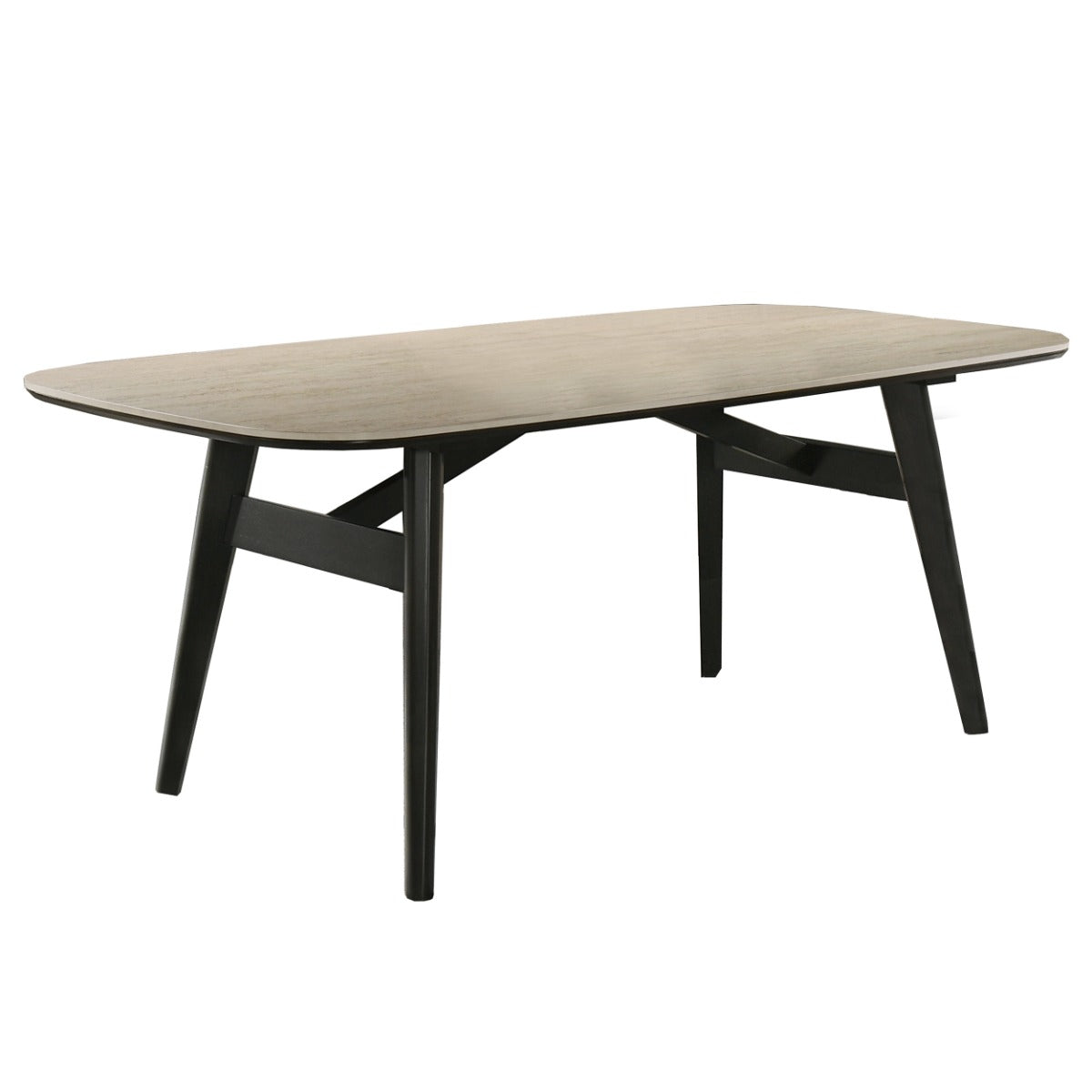 Lark Travertine Top/Black Dining Table