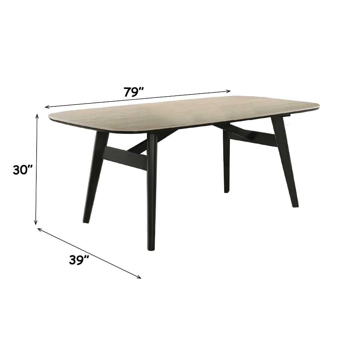 Lark Travertine Top/Black Dining Table