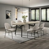 Lark Travertine Top/Black Dining Table