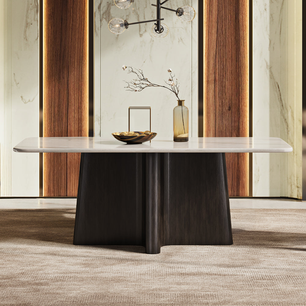 Jacory BottIcino Natural Marble Top/ Espresso Dining Table