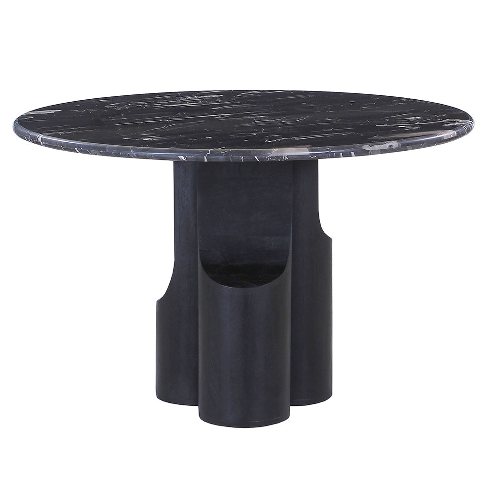 Kinton Natural Marble Top/ Black Mercana Round Dining Table