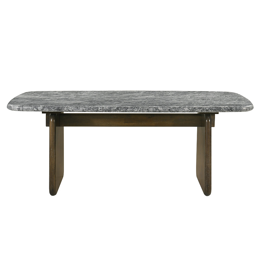 Dillon Natural Marble Top/Walnut Dining Table