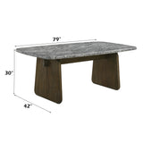 Dillon Natural Marble Top/Walnut Dining Table