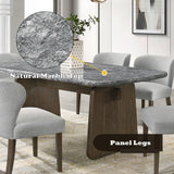 Dillon Natural Marble Top/Walnut Dining Table