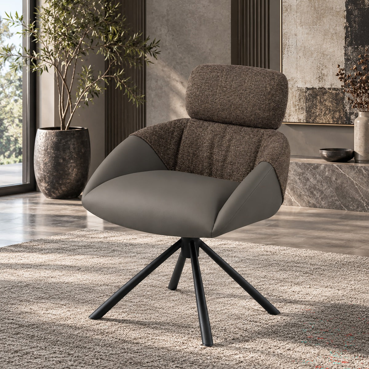 Eamon Gray Arm Chair W/Swivel (Set-2)