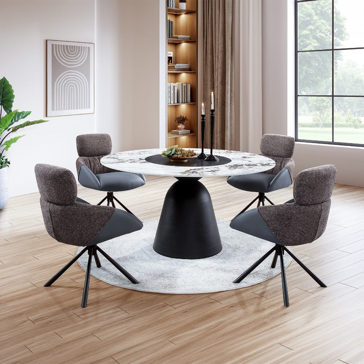 Eamon Gray Arm Chair W/Swivel (Set-2)