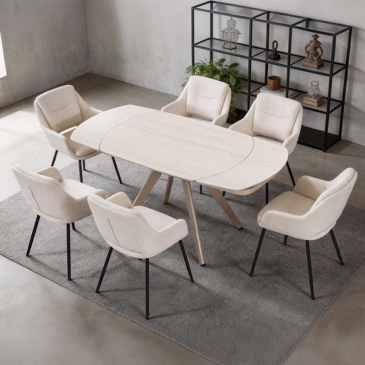 Bexley Cream Dining Table W/Ceramic Top