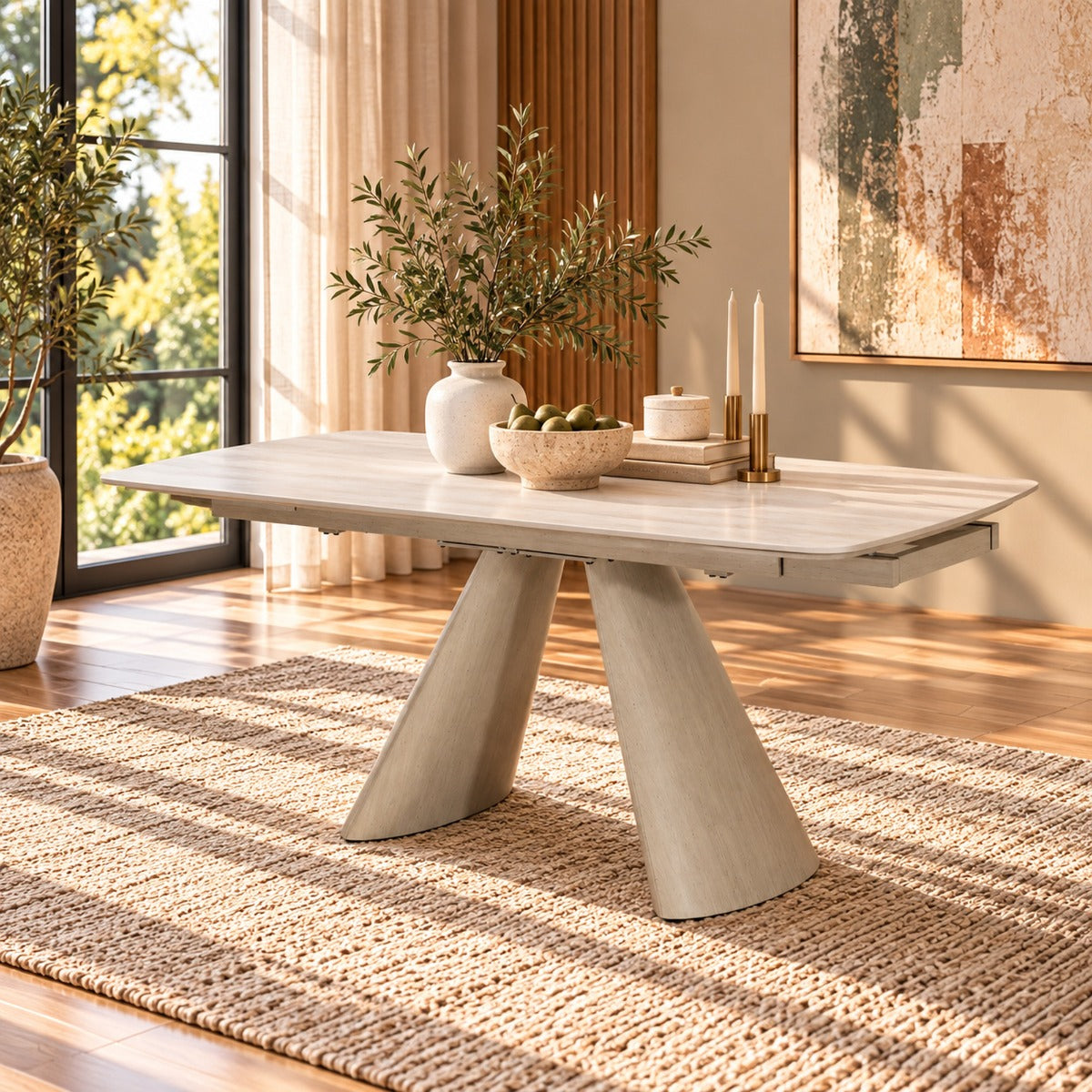 Cassian Cream Dining Table W/Ceramic Top