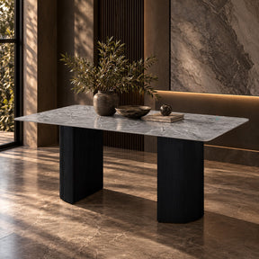 Leander Black Dining Table W/Ceramic Top