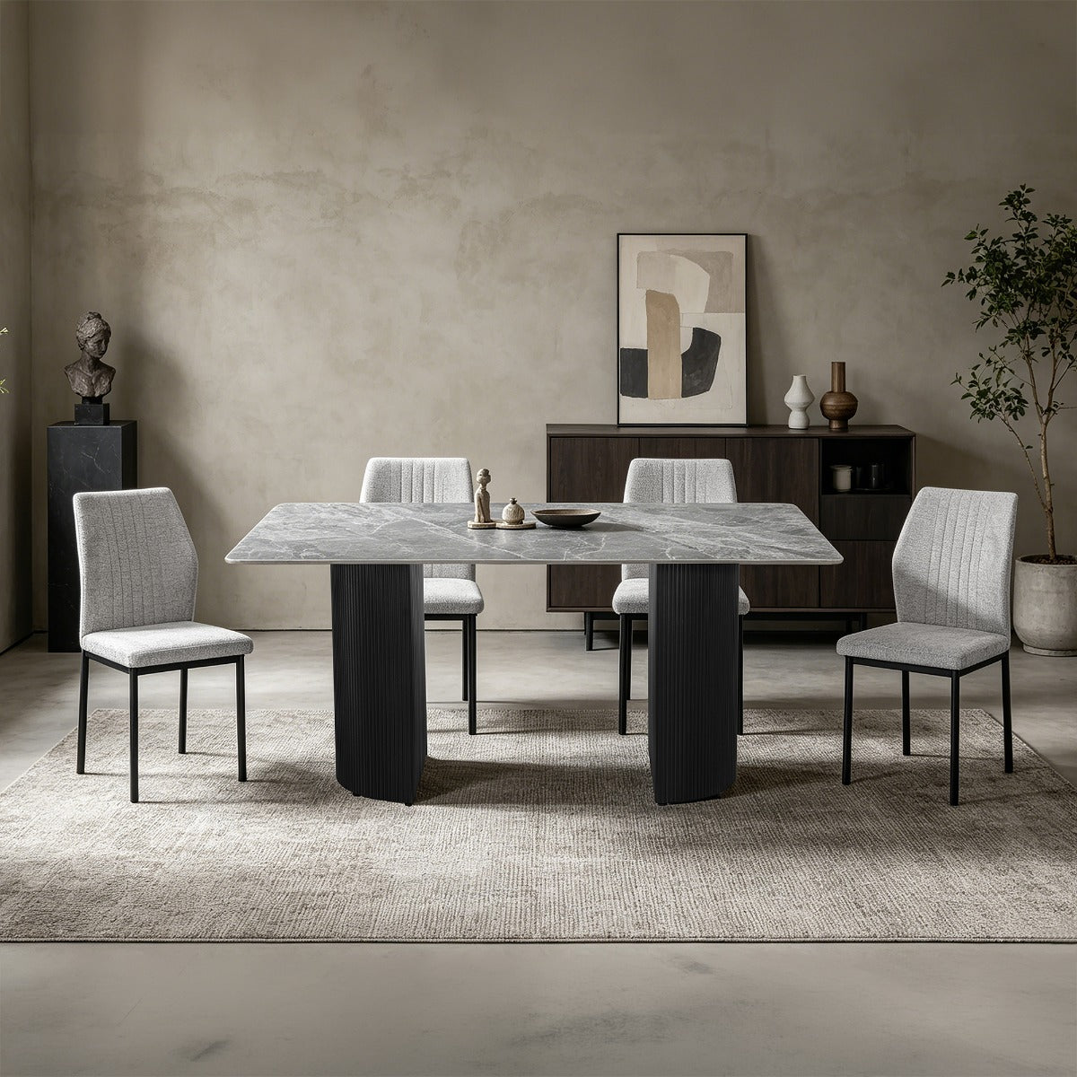 Leander Black Dining Table W/Ceramic Top