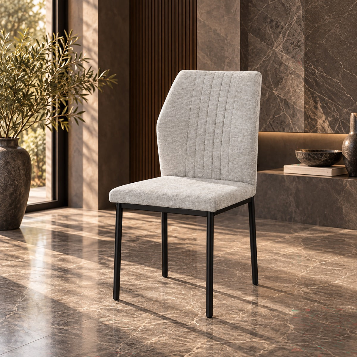 Leander Gray Side Chair (Set-2)