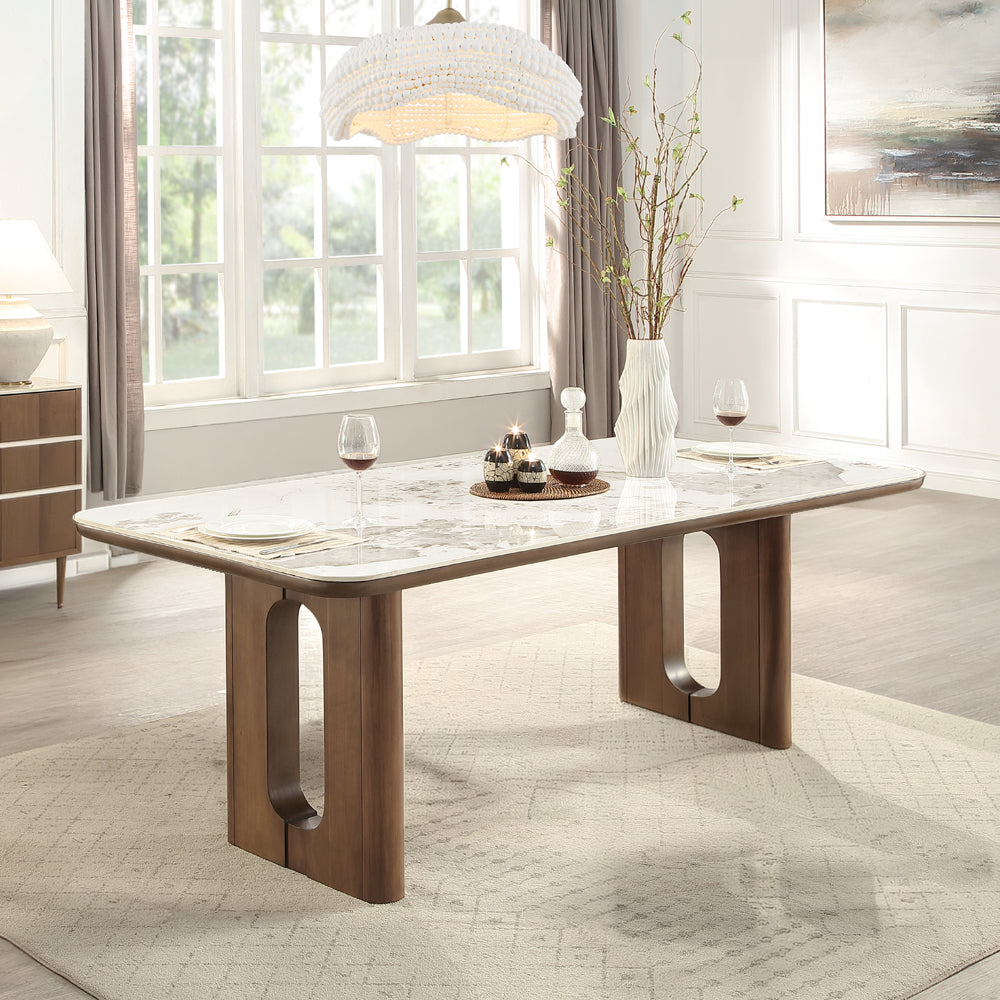 Harvey Ceramic Top/Walnut Dining Table