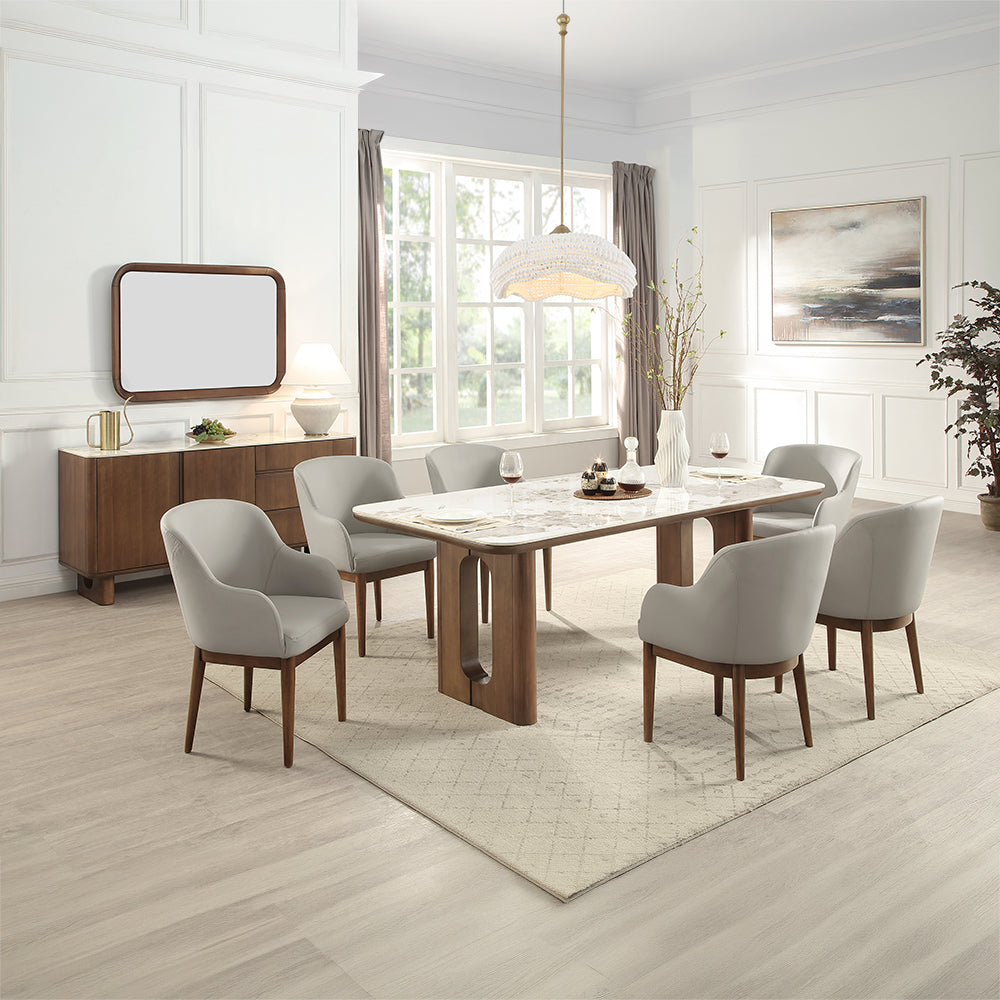 Harvey Ceramic Top/Walnut Dining Table