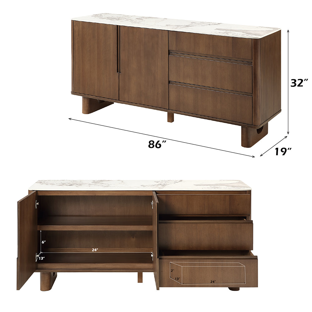 Harvey Ceramic Top/Walnut Server