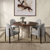 Harvey Engineered Stone/Brown Round Dining Table