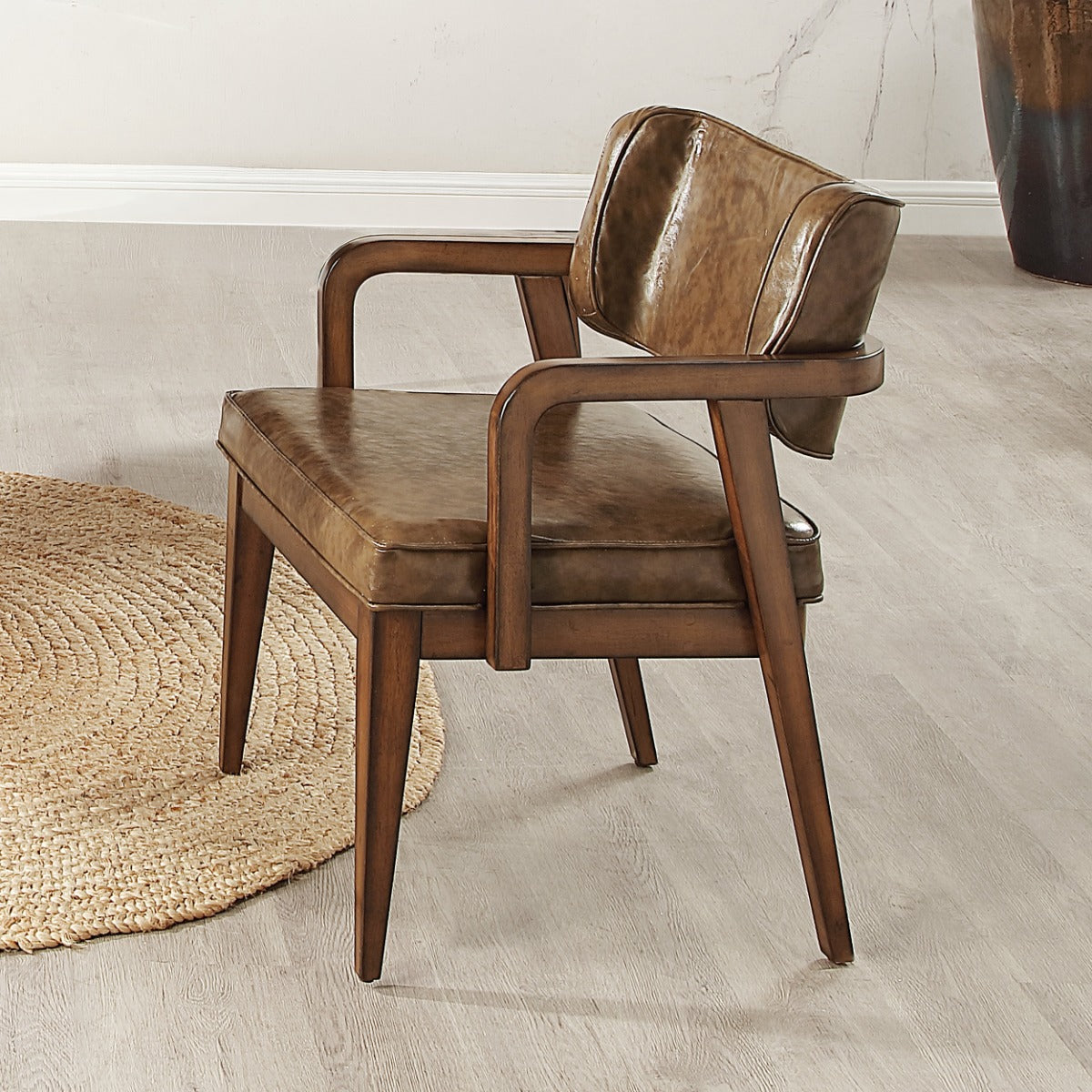 Harvey Leatherette/Brown Arm Chair (Set of 2)