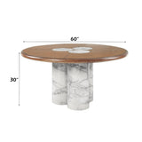 Harvey Engineered Stone/Brown Round Dining Table