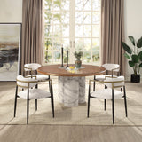 Harvey Engineered Stone/Brown Round Dining Table