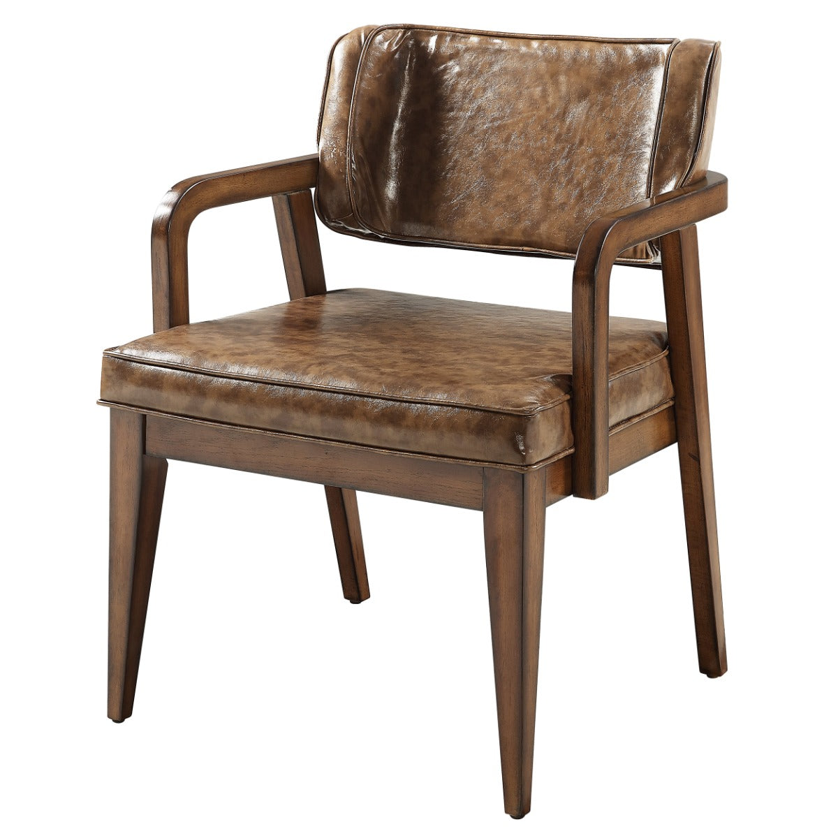 Harvey Leatherette/Brown Arm Chair (Set of 2)