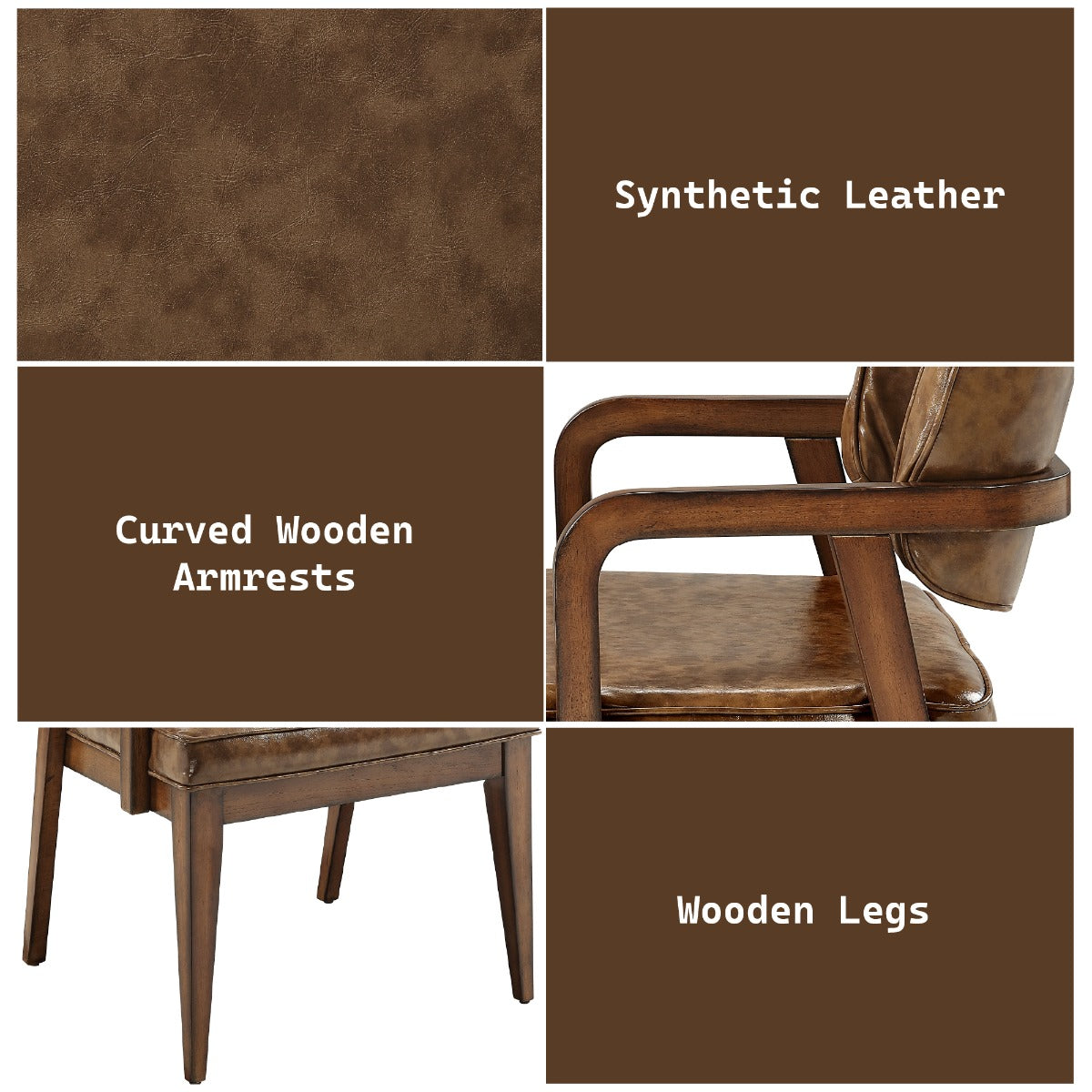 Harvey Leatherette/Brown Arm Chair (Set of 2)