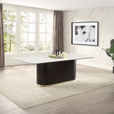 Clayten Engineering Natural Marble Top/Espresso Dining Table