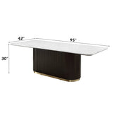 Clayten Engineering Natural Marble Top/Espresso Dining Table