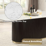 Clayten Engineering Natural Marble Top/Espresso Dining Table
