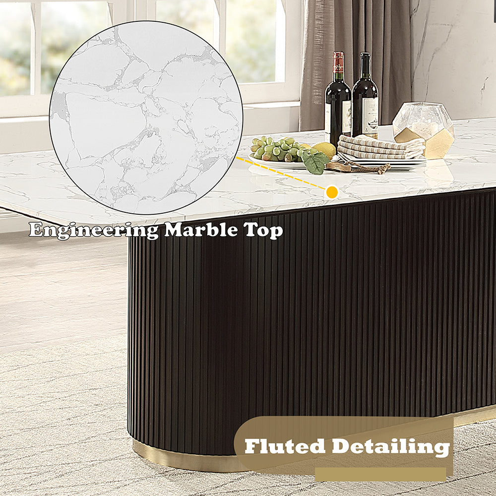 Clayten Engineering Natural Marble Top/Espresso Dining Table