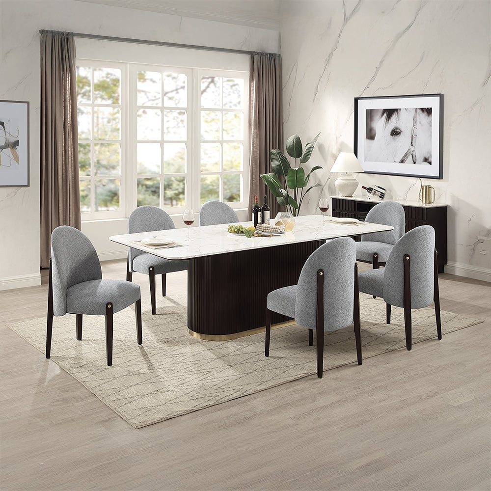 Clayten Engineering Natural Marble Top/Espresso Dining Table