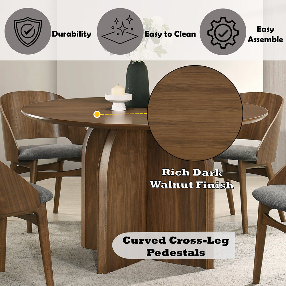 Delmon Dark Walnut Round Dining Table