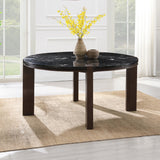 Estella Black/Walnut Round Dining Table w/Marble Top