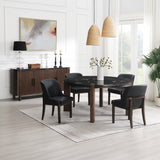 Estella Black/Walnut Round Dining Table w/Marble Top