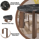 Estella Black/Walnut Round Dining Table w/Marble Top