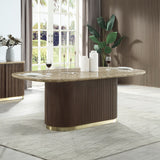 Clayten Natural/Brown Oak Dining Table w/Natural Marble Top