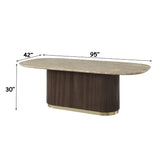 Clayten Natural/Brown Oak Dining Table w/Natural Marble Top