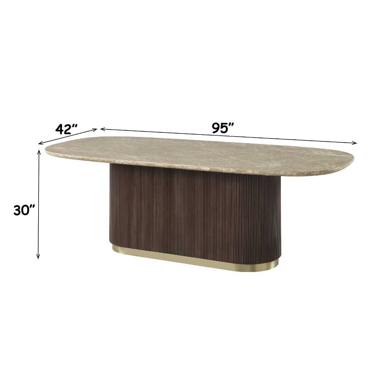 Clayten Natural/Brown Oak Dining Table w/Natural Marble Top