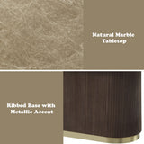 Clayten Natural/Brown Oak Dining Table w/Natural Marble Top
