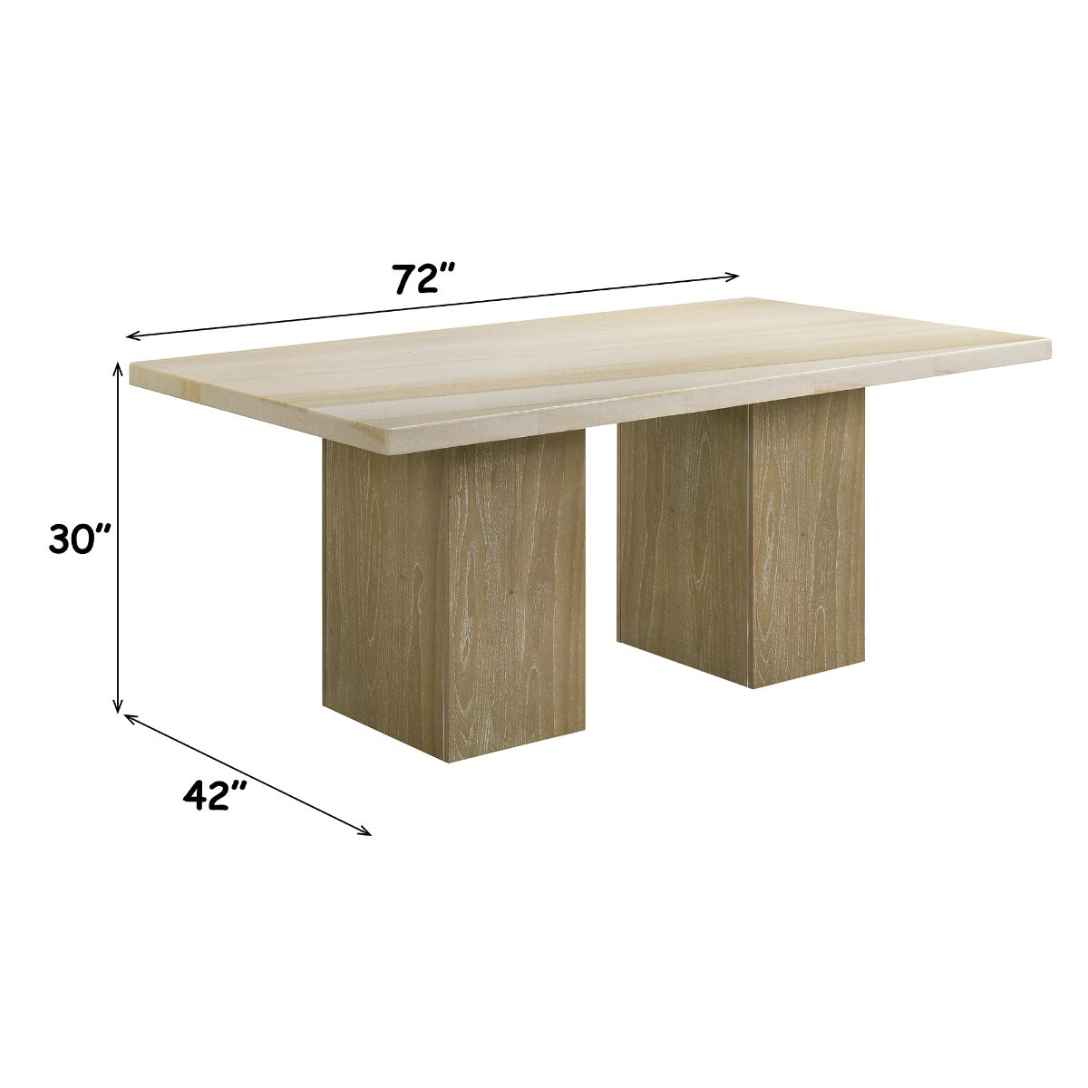 Olinda Natrual Dining Table w/Natrual Marble Top