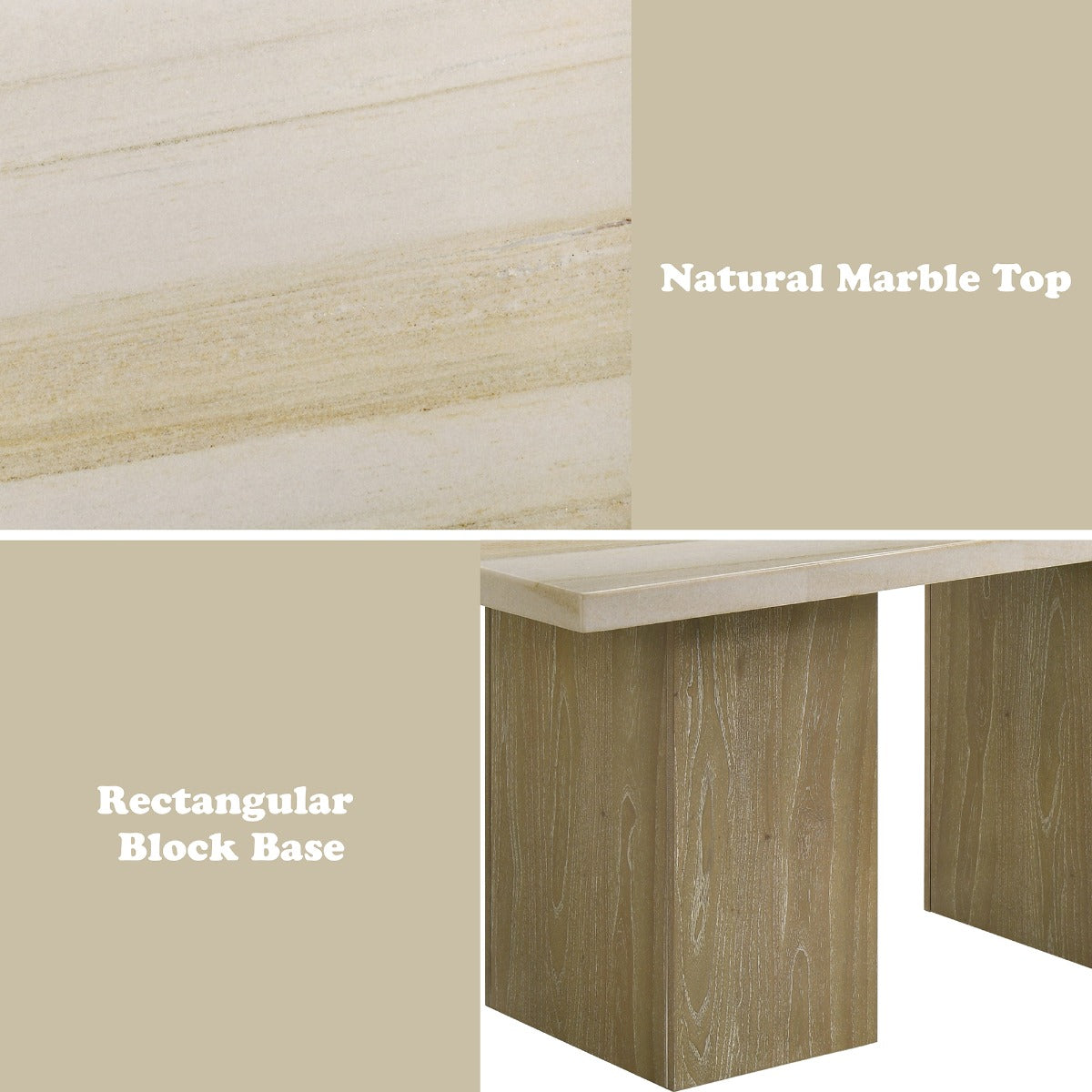 Olinda Natrual Dining Table w/Natrual Marble Top