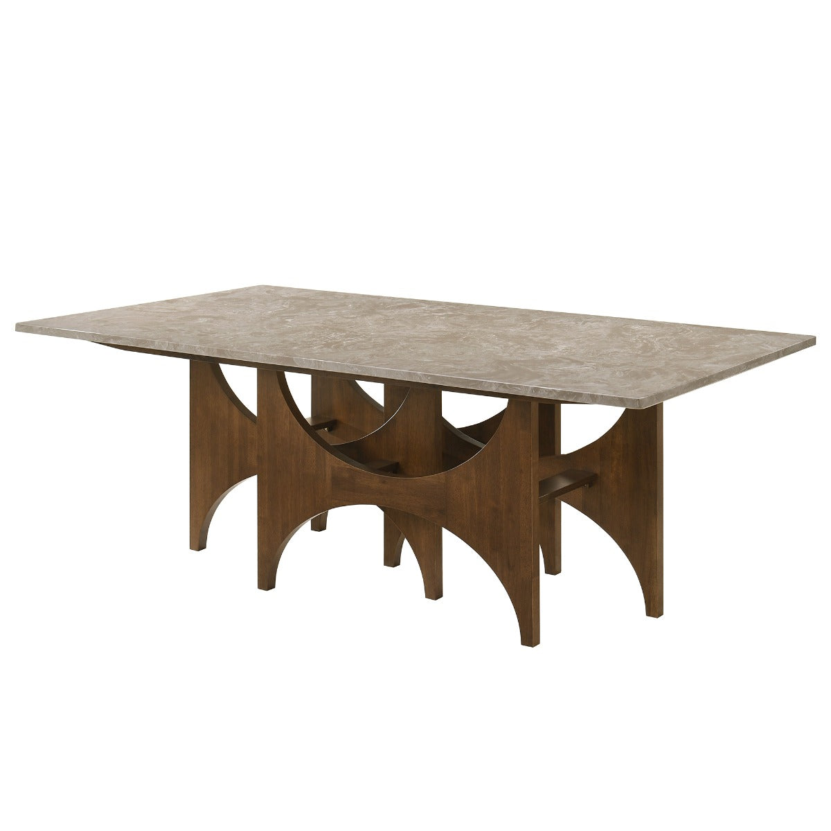 Oleia Engineered Natural Marble Top/Walnut Dining Table