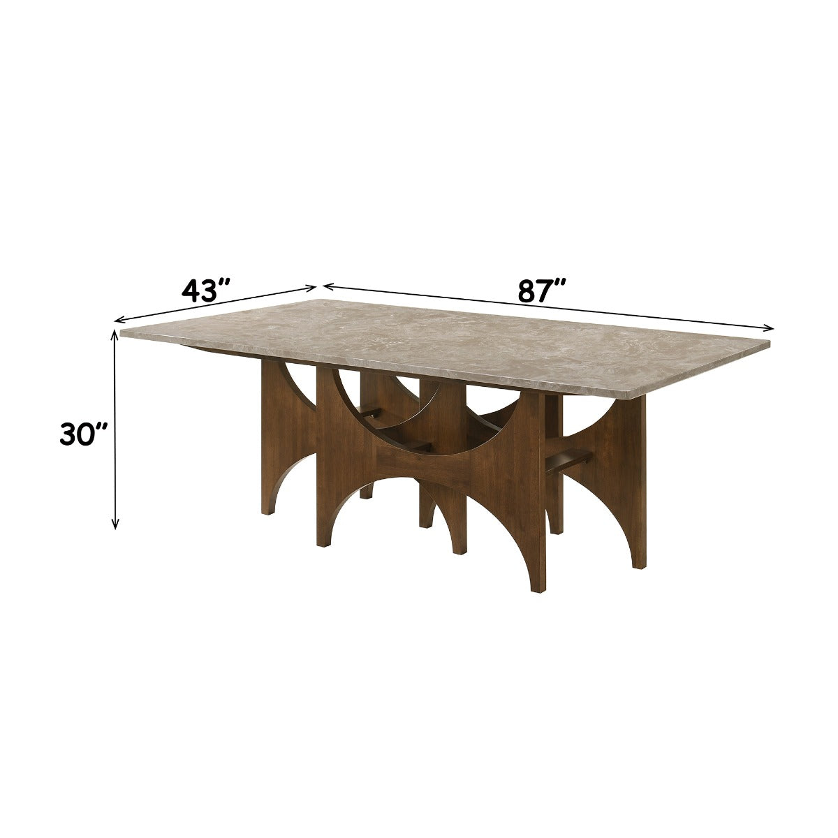 Oleia Engineered Natural Marble Top/Walnut Dining Table