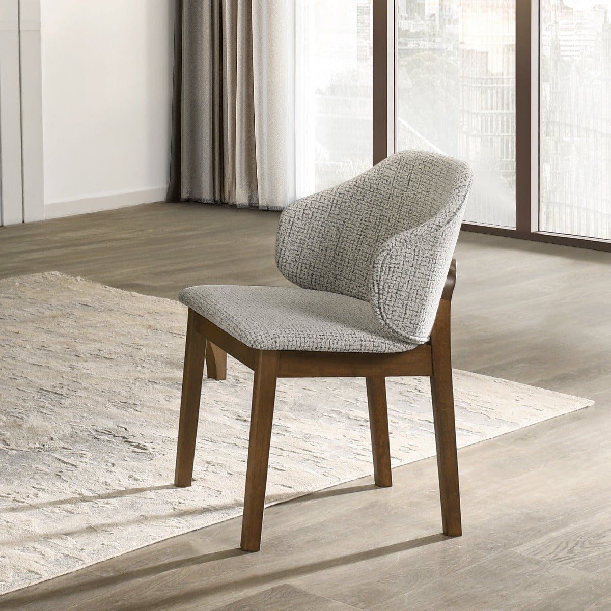 Oleia Chenille/Walnut Side Chair (Set of 2)
