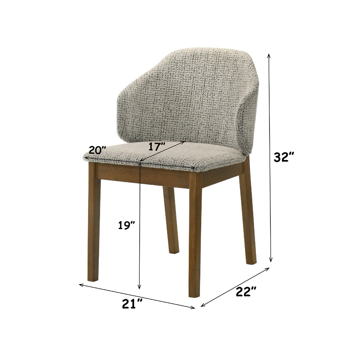 Oleia Chenille/Walnut Side Chair (Set of 2)